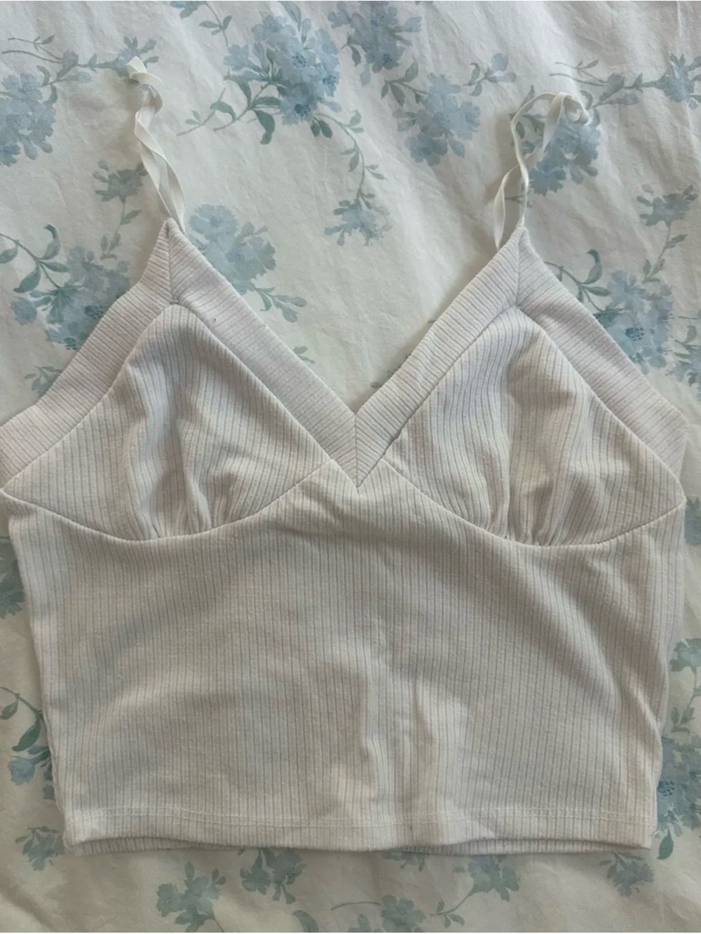 White Ribbed Tank- Adjustable Straps